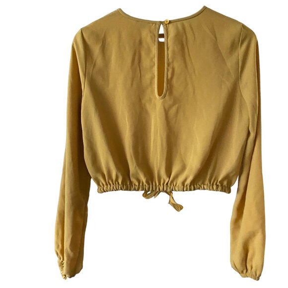 Aritzia Wilfred Eleonora Yellow Ochre Long Sleeve Cropped Blouse Sz XS - Picture 3 of 8